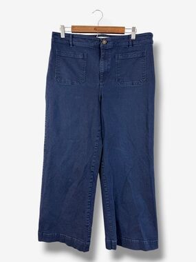 Loft Palmer Wide Leg Jeans Size 14P Dark Wash Patch Pocket Denim Casual Preppy